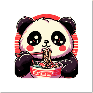 Kawaii panda eat ramen Posters and Art